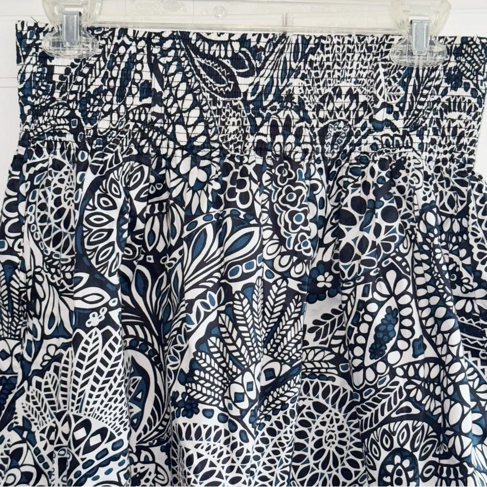 Tyler Böe Paisley Skirt Elastic Waist Lined Sz Medium 21” Black/Blue/White